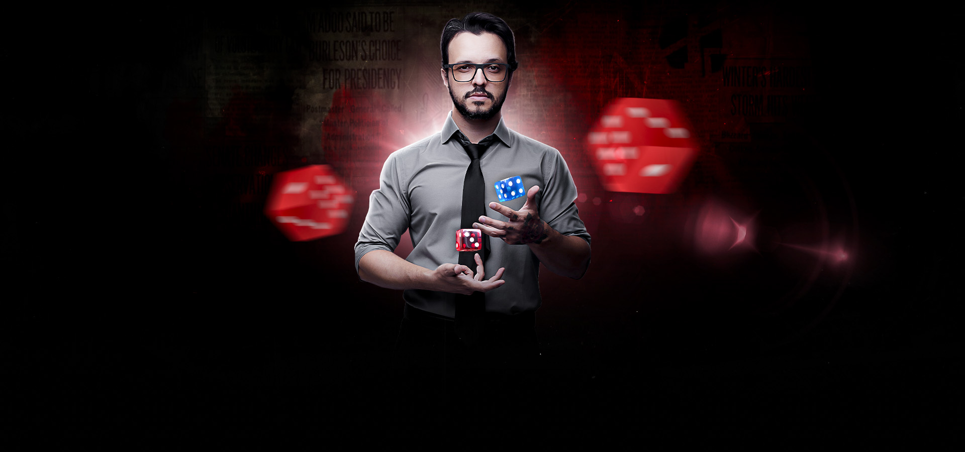 O Professor segurando dados